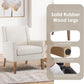Modern Wingback Living Room Chair, Upholstered Fabric Accent Armchair, Single Sofa Chair with Lounge Seat and Wood Legs for Office/Bedroom/Reading Spaces, Beige