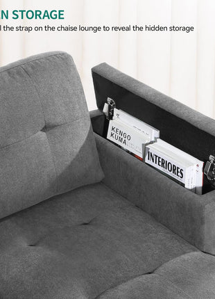 Multi-functional Sleeper Sofa Bed with Storage, USB Ports, and Cup Holders - Elegant 3-In-1 Sectional Couch for Living Rooms and Apartments in Dark Gray