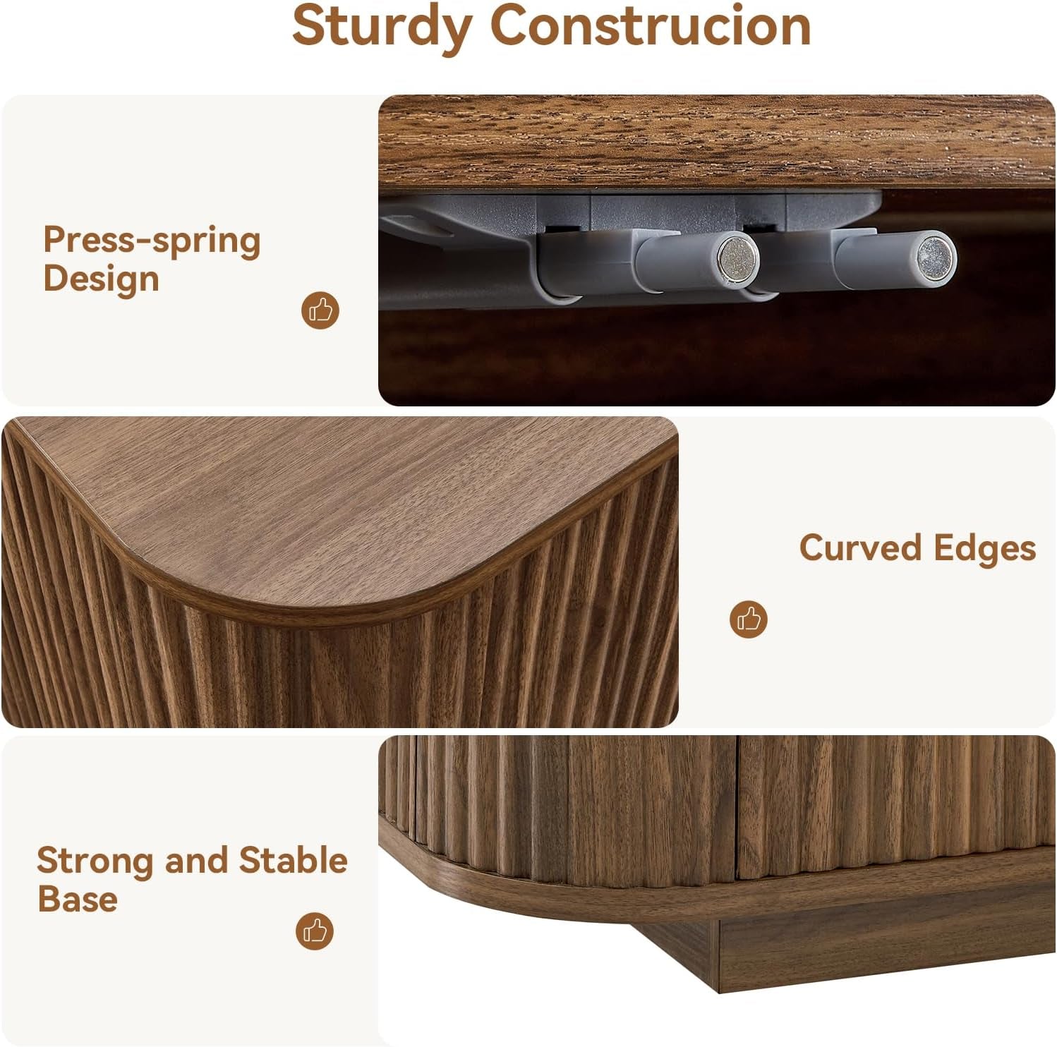 64" Sideboard Buffet Cabinet with Storage, Modern Fluted Accent Credenza with Adjustable Shelves, Wood Media Console Coffee Bar Table for Living Room Kitchen Dining Room, 31.5" H, Walnut