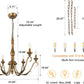 6-Light Farmhouse Chandelier, 23.62'' Vintage Brass Gold Chandeliers for Dining Room, Adjustable Rustic Metal Hanging Pendant Light Fixture for Kitchen Island Entryway Foyer Bedroom Hallway