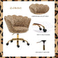 Comfy Home Office Task Chair with Wheels, Cute Modern Upholstered Velvet Seashell Back Adjustable Swivel Vanity Desk Chair, for Women, for Girls, Living Room(Leopard Stripe)