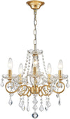 Mini Crystal Chandelier K9 Crystal Gold Chandelier for Living Room Bedroom Dining Room Kitchen Island Entryway 5 E12 Bulbs High 16.5 in X Diameter 16.9 In, Golden