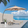 11Ft Offset Cantilever Patio Umbrella with Base Included, Large round Aluminum Outdoor Umbrella, 360° Rotation & Infinite Tilt, Heavy Duty Frame for Deck Pool Backyard, Beige