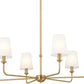 Pallas 6-Light Chandelier in Brushed Natural Brass, Classic Ceiling Light Fixture with Optional Linen Tapered Shades for Foyer, Living Room, or Dining Room, (32.25" W X 13.75" H), 52516BNB