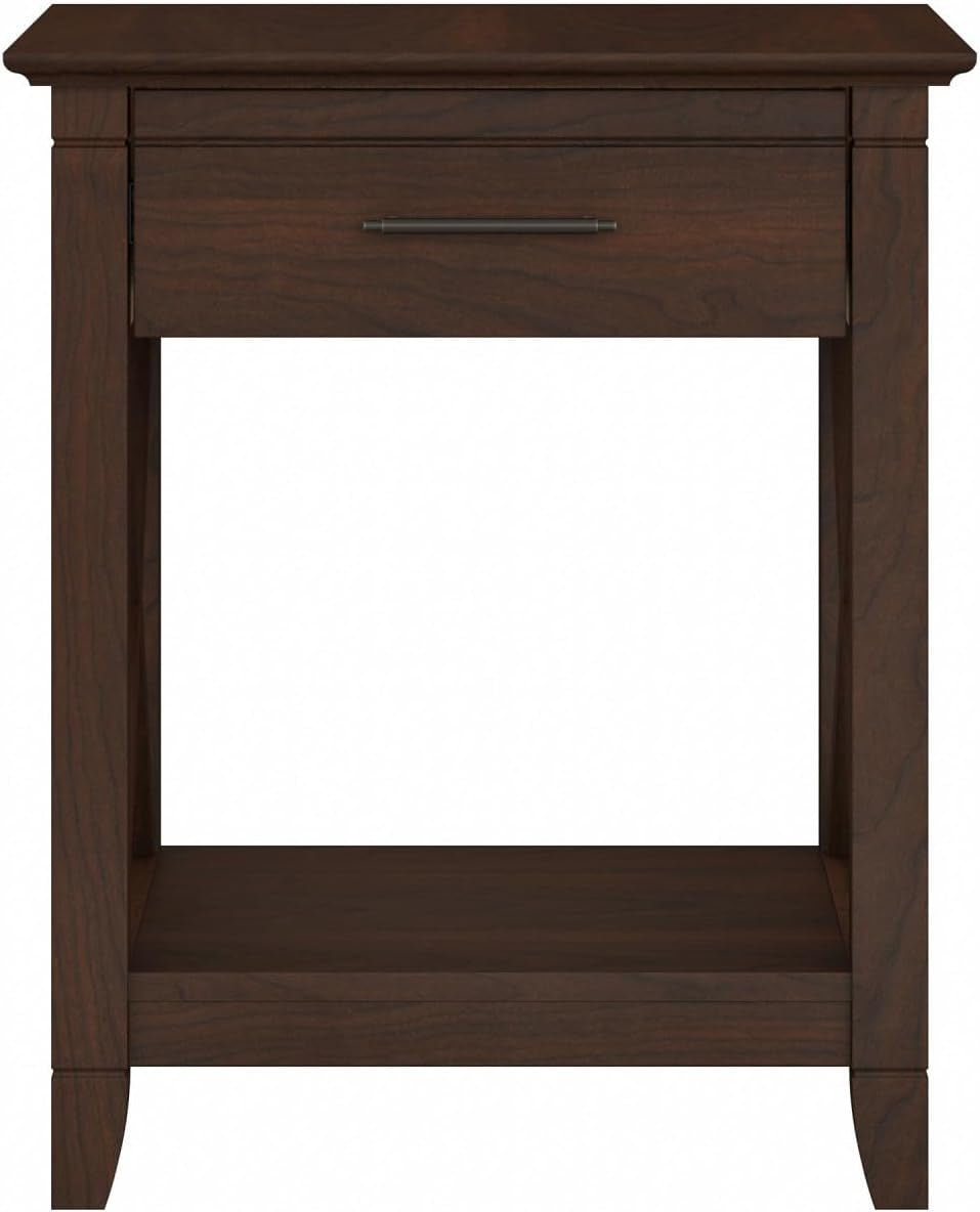 End Table with Drawer, Nightstand with Storage, Living Room and Bedroom Furniture, Key West Collection, Bing Cherry