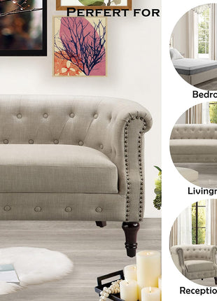 Elegant Loveseat Sofa for Living Room - Compact Long Couch in a Box Ideal for Small Spaces