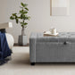 Storage Ottoman Bench, Linen Fabric End of Bed Storage Bench with Button Tufted, Safety Hinge Lid, Large Ottoman for Bedroom, Living Room & Entryway