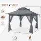 Patio Gazebo Outdoor Pop up Gazebo with Mesh Walls (13X13,Dark Gray)