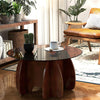 Round Glass Coffee Table Brown Glass Modern Center Tables for Living Room Small Spaces Creative Unique Accent Table Extendable Home Furniture