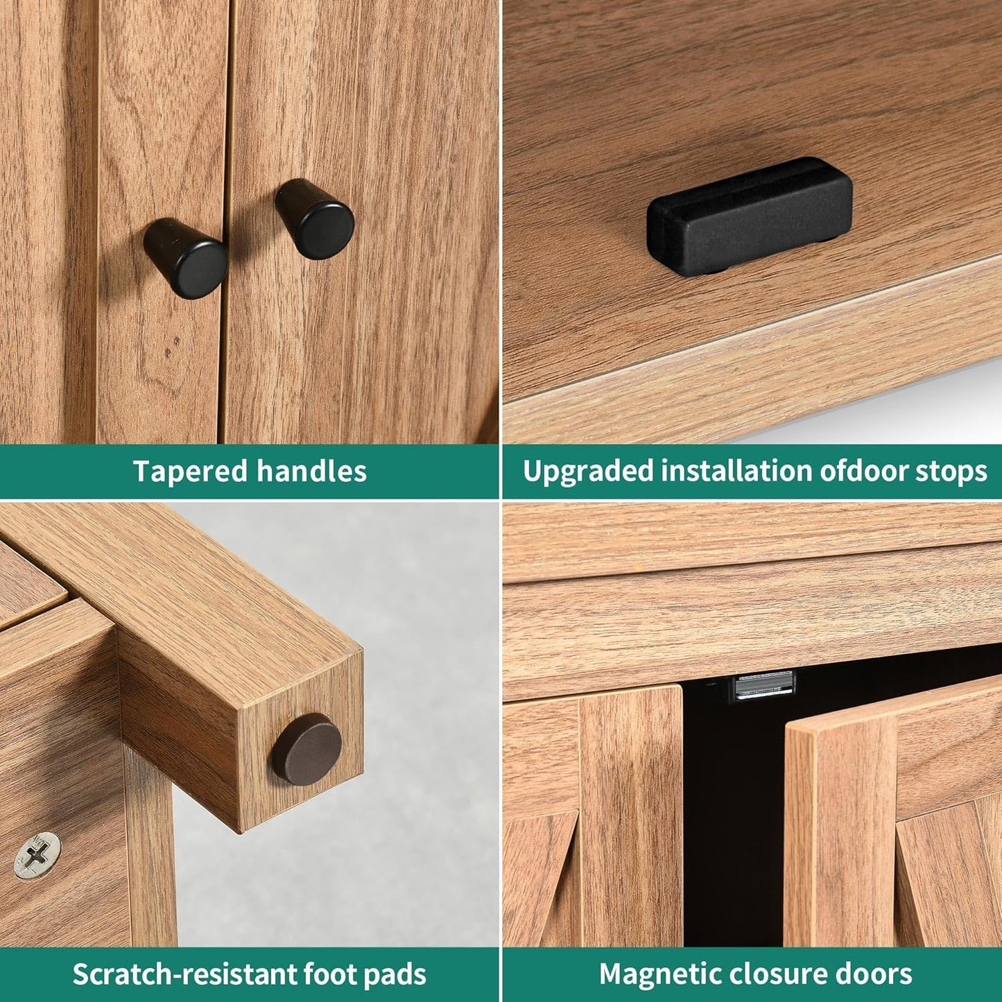 55'' Sideboard Buffet Cabinet with Storage, Farmhouse Large Coffee Bar Cabinet with Adjustable Shelf for Kitchen, Living Room, Oak