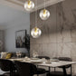 3-Light Modern Gold Pendant Light Hanging Fixture Light for Kitchen Island Mid Century Globe Pendant Light Glass Chandelier for Living Room Bedroom Entryway