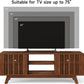 63-Inch TV Stand for Tvs up to 75 Inch, Mid-Century Modern Television Stand with Power Outlet, Entertainment Center with Sliding Grille Door Cabinets and Open Shelves for Living Room, Walnut