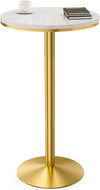 Gold High Top Marble Pub Table - 22" W, Modern Style Cocktail Table for Parties, Living Room, Kitchen, Dining Room (High: 105Cm/41Inch)