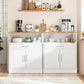 Kitchen Buffet Cabinet with Adjustable Shelf, Modern Kitchen Storage Cabinet,Farmhouse Coffee Bar Cabinet（White）