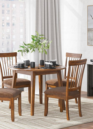Berringer Spindle Back Dining Chairs (Set of 2) by Signature Design by Ashley – Rustic Light Brown Finish with Upholstered Cushioned Seats