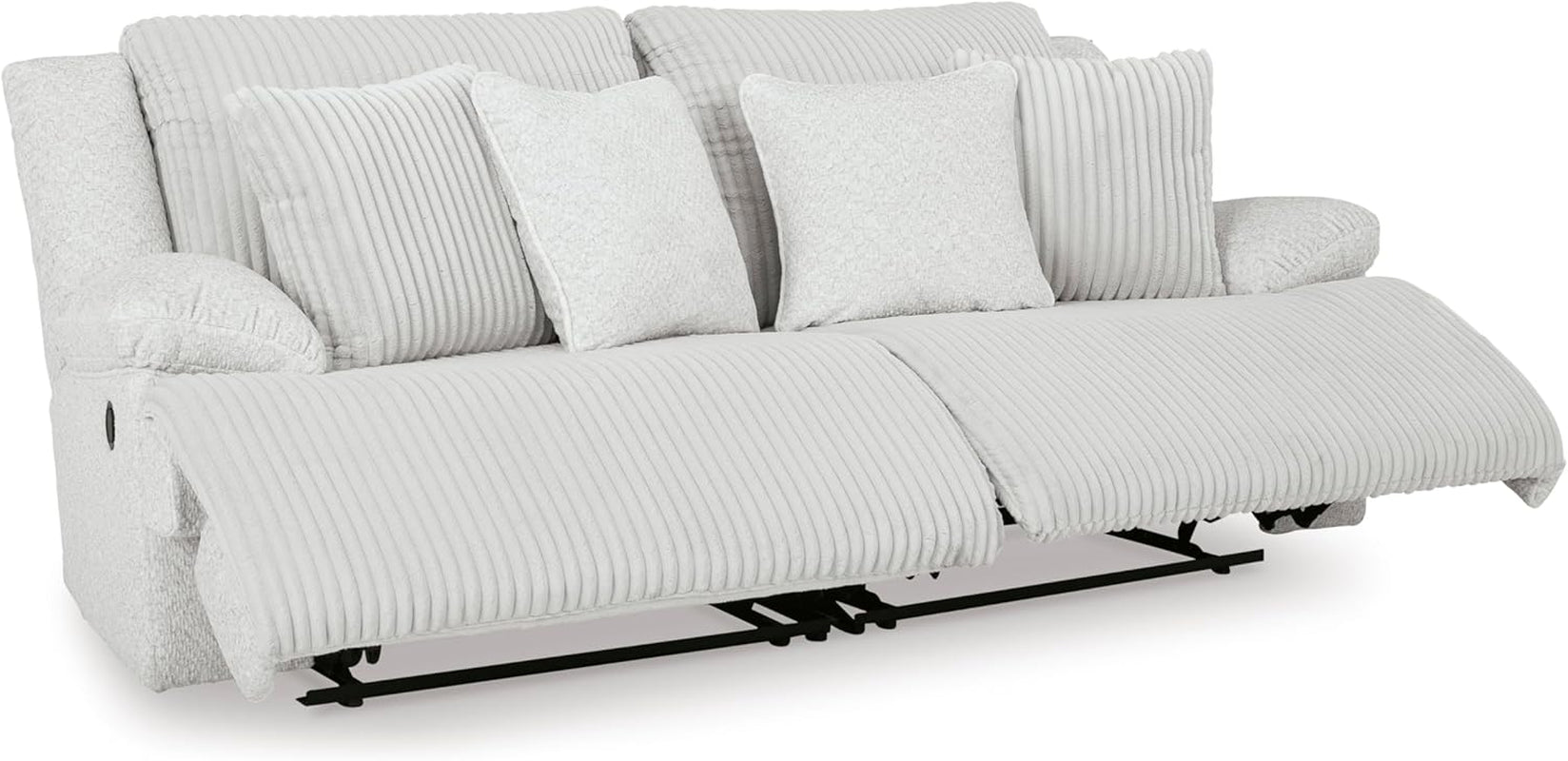 Top Tier Coastal 2-Piece Reclining Sectional Loveseat with 4 Accent Pillows, Light Gray