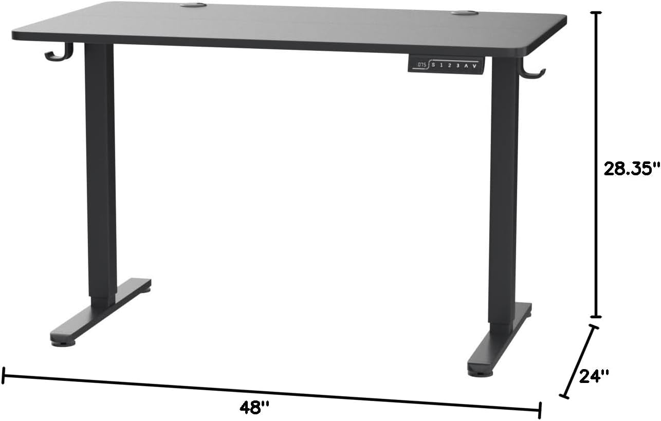 Height Adjustable Electric Standing Desk, 47.2 X 23.6 Inches Sit Stand up Desk, Memory Computer Home Office Desk (Black)