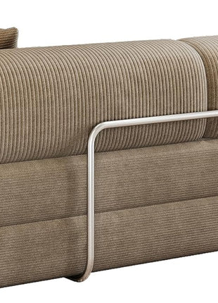 Luxurious 78.8" Convertible Corduroy Sleeper Sofa Bed - Modern Camel Loveseat with Silver Frame for Elegant Living Spaces