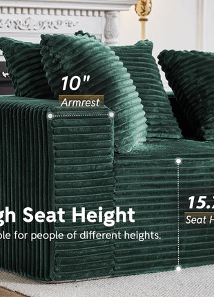 Luxurious 9-Seater U-Shaped Modular Sleeper Sofa with Ottomans in Elegant Green - No Assembly Required