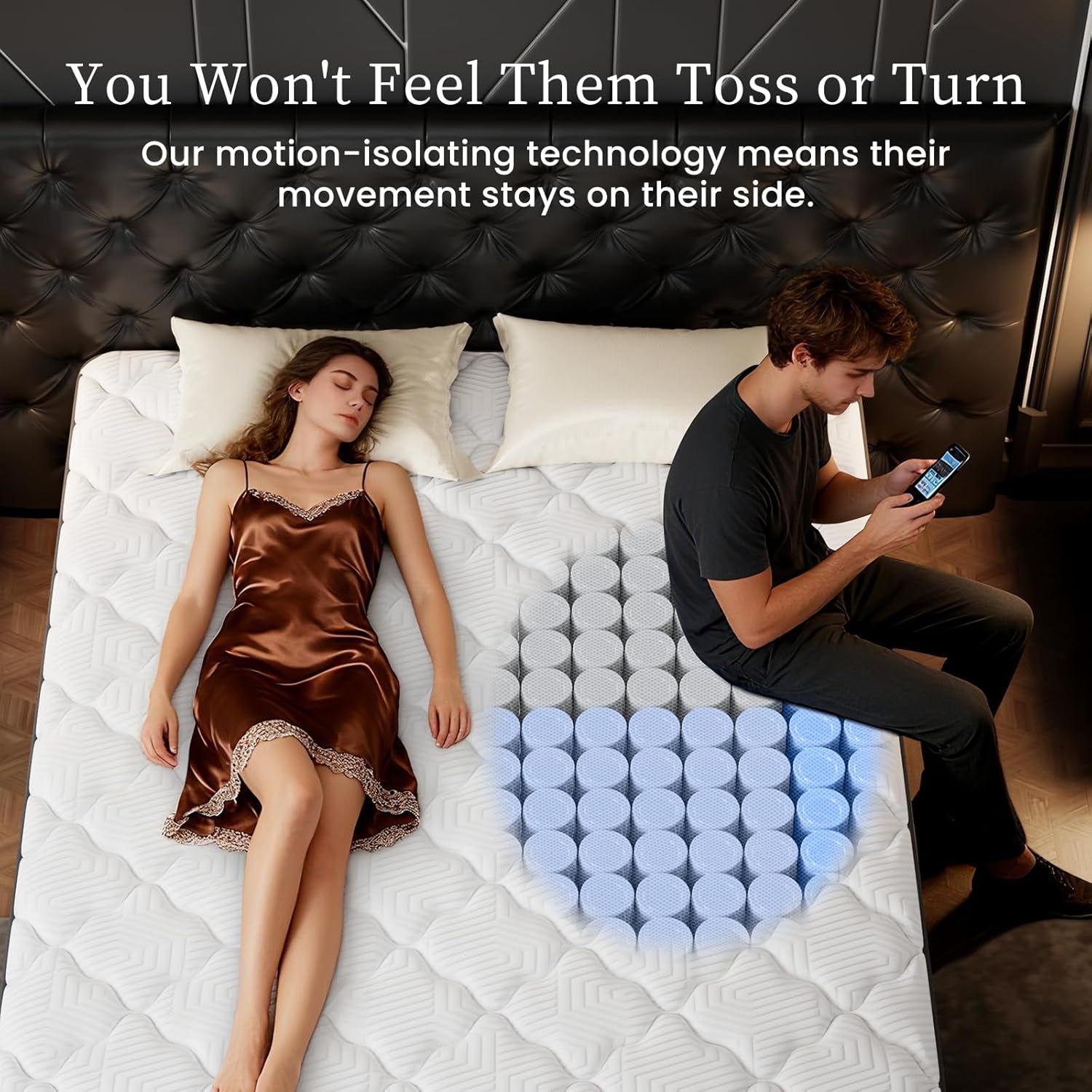 Queen Mattress 12 Inch Hybrid Queen Size-Gel Memory Foam Mattress in a Box, Individually Wrapped Pocket Spring, Pressure Relief Edge Support, Medium Firm