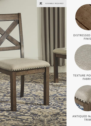 Signature Design by Ashley Moriville Set of 2 Upholstered Dining Room Chairs, 19", Brown, Modern Farmhouse Style