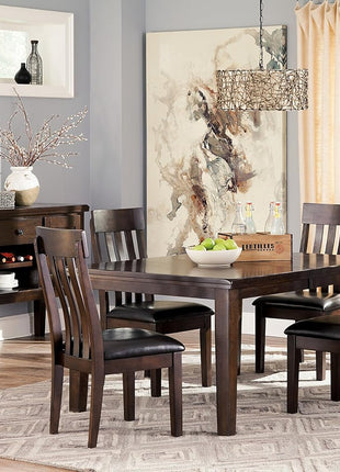 Ashley Signature Design Haddigan Set of 2 Dark Brown Faux Leather Cushioned Rake Back Dining Chairs