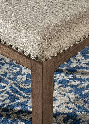 Signature Design by Ashley Moriville Set of 2 Upholstered Dining Room Chairs, 19", Brown, Modern Farmhouse Style