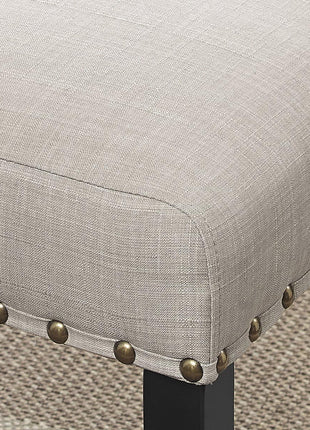 Biony Set of 2 Tan Fabric Dining Chairs with Nailhead Trim