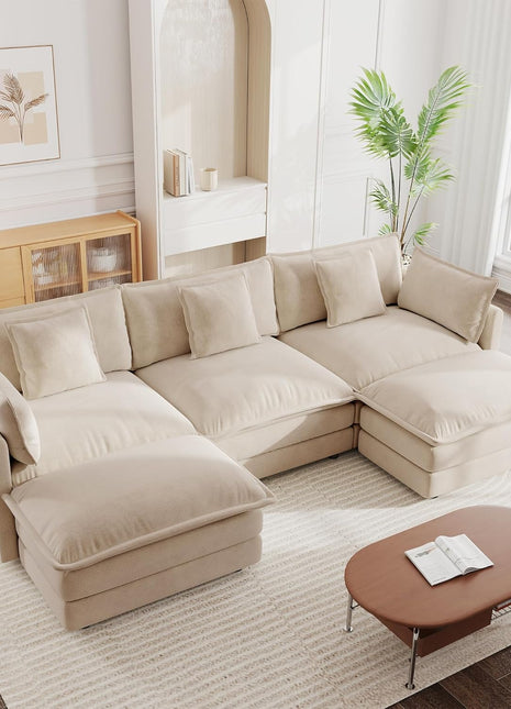 Elegant 111.5" U-Shaped Modular Sectional Sofa with Ottoman for Versatile Living Spaces