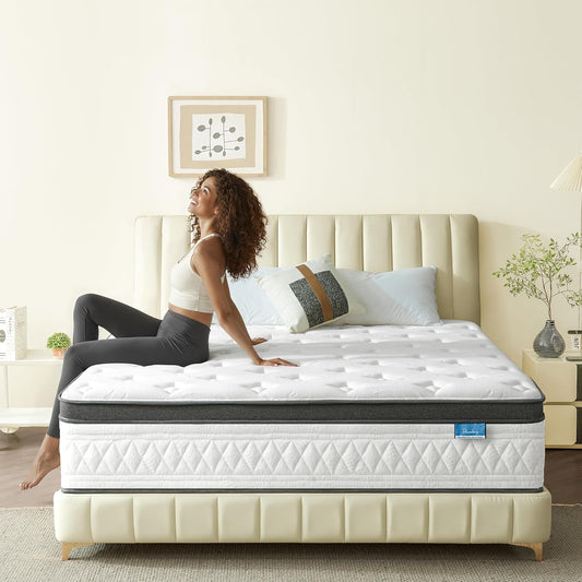 Full Size Mattress, 10 Inch Cooling Hybrid Full Mattress in a Box, Medium Firm with Gel Memory Foam & Pocket Coils, Motion Isolation, Pressure Relief, Certipur-Us