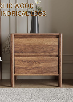 3-Piece Bedroom Dresser Set: 9-Drawer Dresser and 2 Nightstands in 47" Wide Walnut Finish with Solid Wood Cylindrical Legs, Rustic Wooden Storage Solution for Bedroom