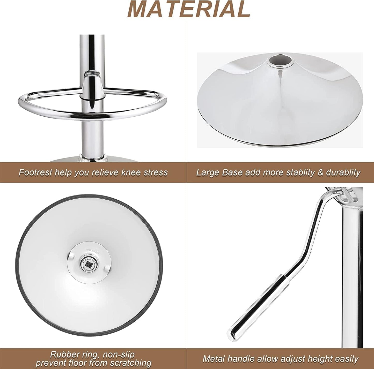 Bar Stools Set of 2, Adjustable Barstools, Counter Height Stools with Back and Arm, Kitchen Island Stools, Swivel PU Chairs for Pub, Dining Room, Modern Style, Black