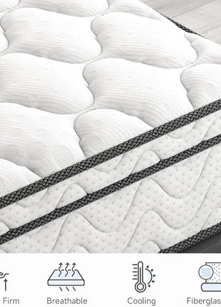 10-Inch Twin XL Hybrid Mattress - Ergonomic Design with Memory Foam and Pocket Springs, Fiberglass-Free for Enhanced Cooling and Pressure Relief, Medium Firm Feel (39" x 80")