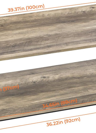 39-Inch Farmhouse Coffee Table with Storage Shelf and Rounded Corners - Gray Wash Finish, Space-Saving Design, Easy Assembly for Living Room