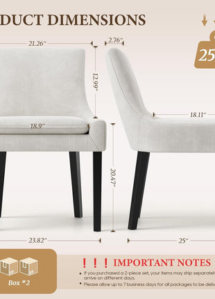 Set of 4 Upholstered Dining Chairs with Mid Back and Wooden Legs, Modern Accent Side Chairs for Living Room and Dining Room - Beige