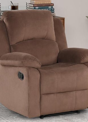 Classic Microfiber Manual Recliner Chair with Overstuffed Arms and Back for Living Room and Bedroom, Brown