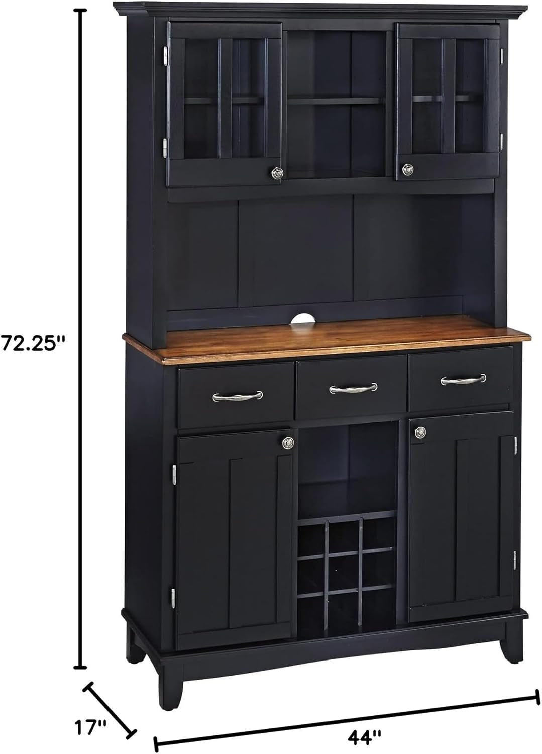 Buffet of Buffets Black Storage Hutch with Wood Top