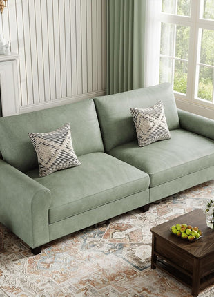 Large Waterproof and Scratch-Resistant Faux Leather Loveseat, Comfortable 2-Seat Sofa for Living Rooms and Compact Spaces, Green