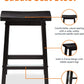 Solid Wood Saddle-Seat Kitchen Counter Barstool with Footrest, Easy Assembly - 24-Inch Height - Black - Set of 2