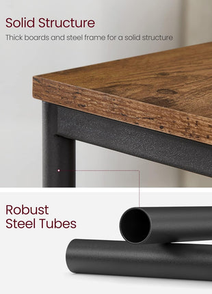 Set of 2 Rustic Brown and Black Versatile Side Tables for Living Room, Bedroom, Office, and Bathroom - Model ULET272B01