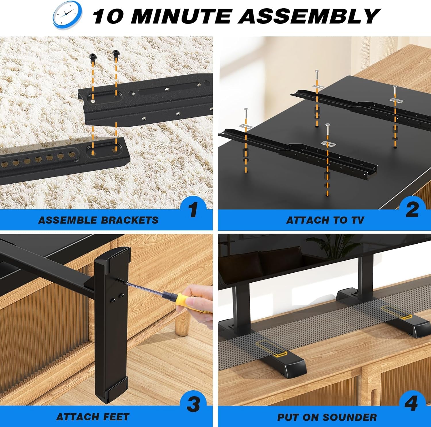 Table Top TV Stand with Height Adjustable TV Legs, TV Stands Base with Cable Management for Most 37 to 86 Inch Flat or Curved Tvs, Steel TV Feet Holds up to 150 Lbs, Max VESA 800X600Mm, Black