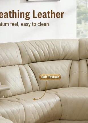 Luxury Leather Power Reclining Sectional Sofa Set with LED Lighting, USB Ports, and Storage Solutions for Modern Living Rooms and Home Theaters