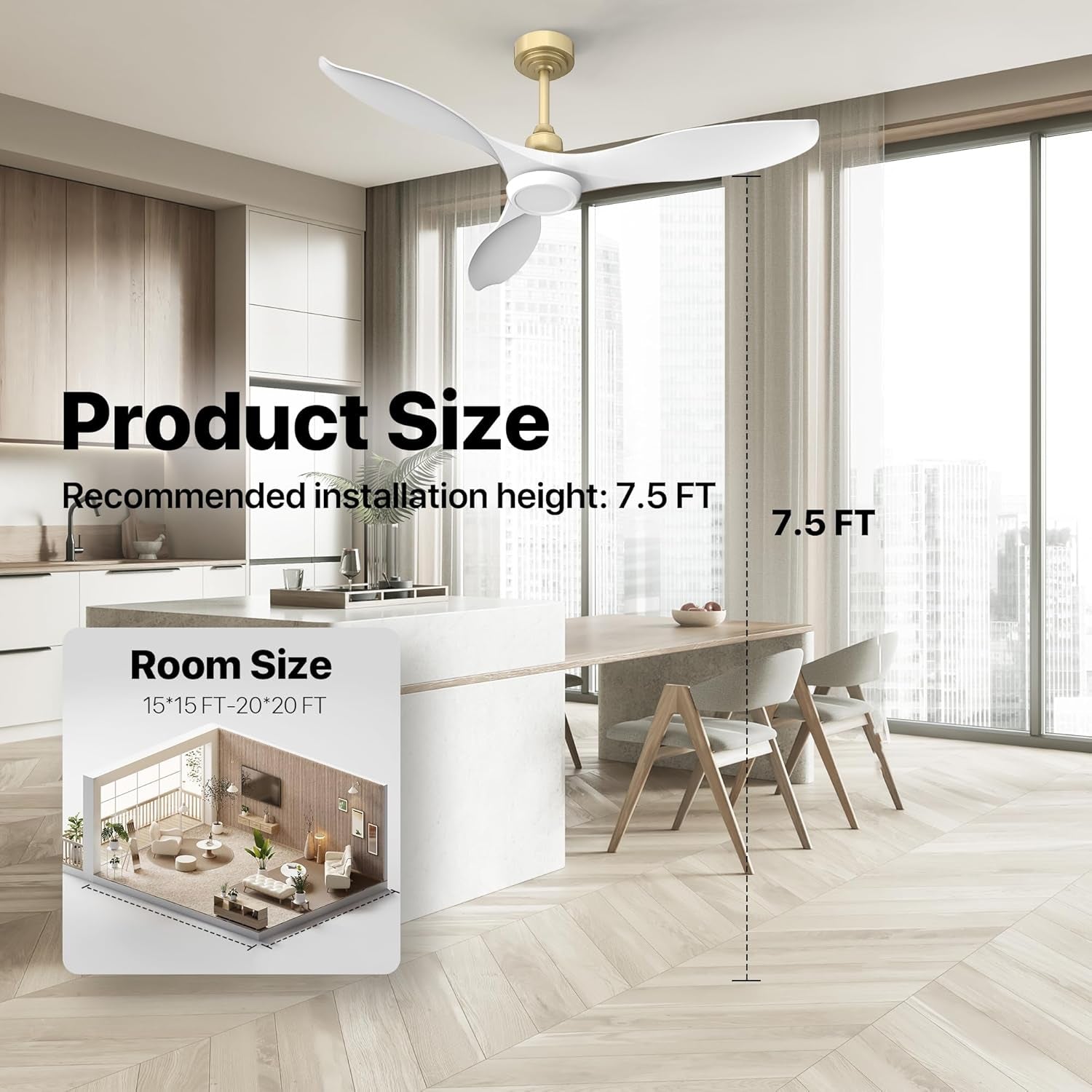 52 Inch Ceiling Fans with Lights and Remote, White Gold Ceiling Fan with Light Dimmable, 6 Speeds, 3CCT and Memory Function, Reversible DC Motor Modern Ceiling Fan for Bedroom and Living Room
