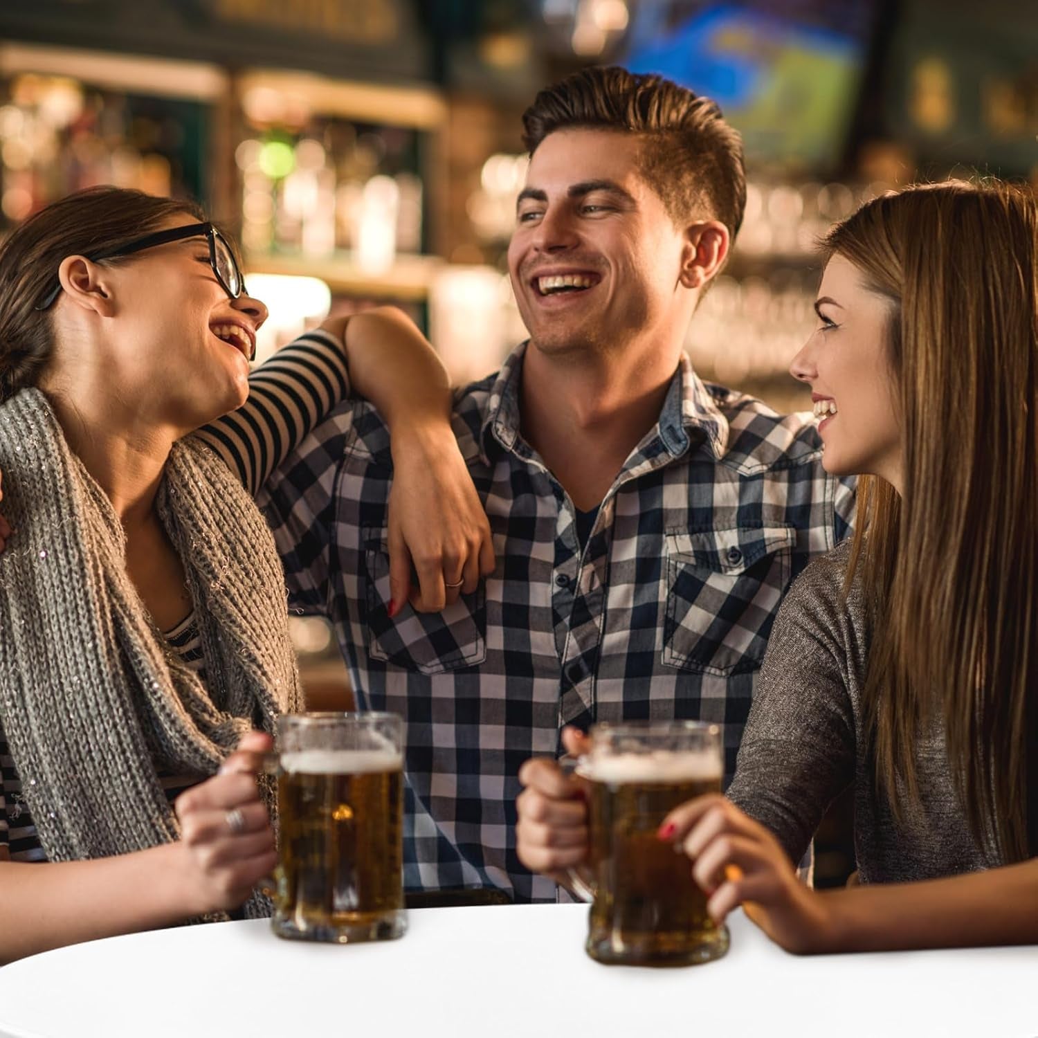 2Sets 32In Hightop Folding Cocktail Tables+Covers, White-Spandex Stretch Folding Bar Table Covers, Removable Legs Bar Height Folding Table Outdoor Indoor Use (2+2White/2Covers+2Tables)