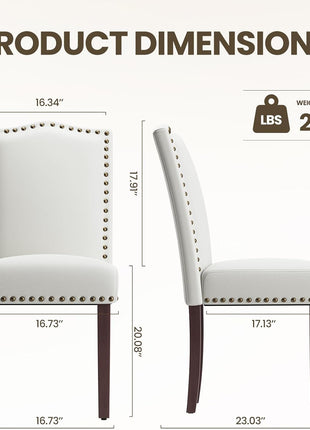 Set of 6 Upholstered Parsons Dining Chairs with High-Density Cushions, Solid Wood Legs, and Nailhead Trim in Beige - Ideal for Dining Room, Kitchen, and Living Room