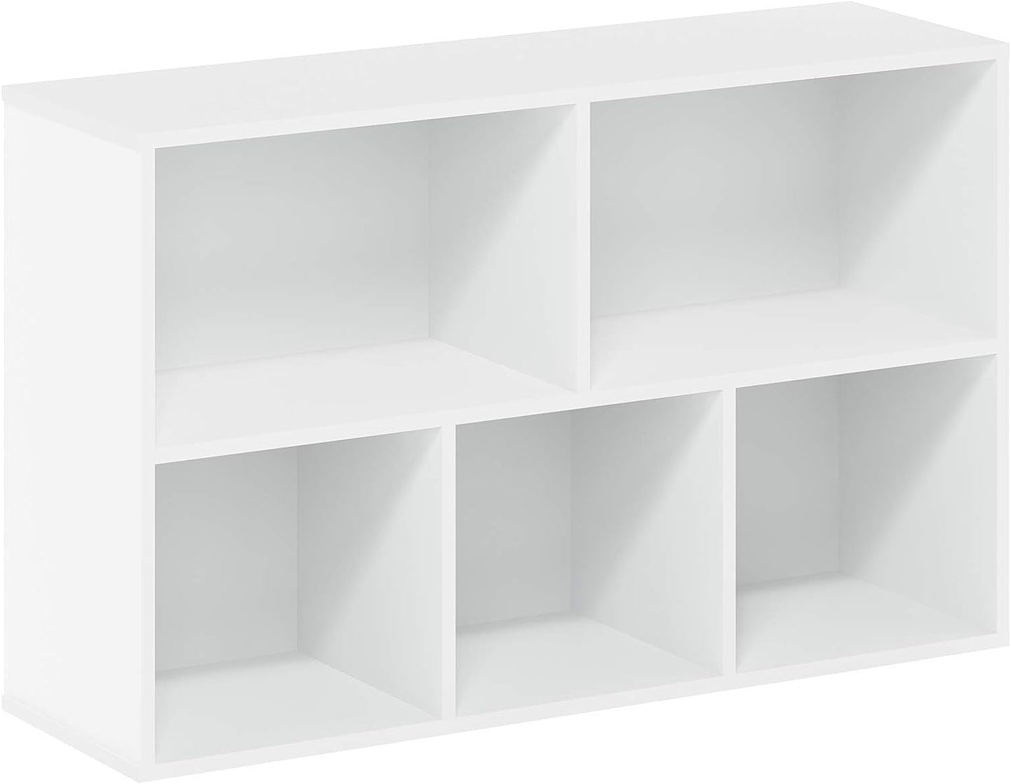 LUDER Book Shelf, 5-Cube Bookshelf, Reversible Bookcase, 9.4 X 19.5 X 31.5, for Living Room, Bedroom, Home Office, White