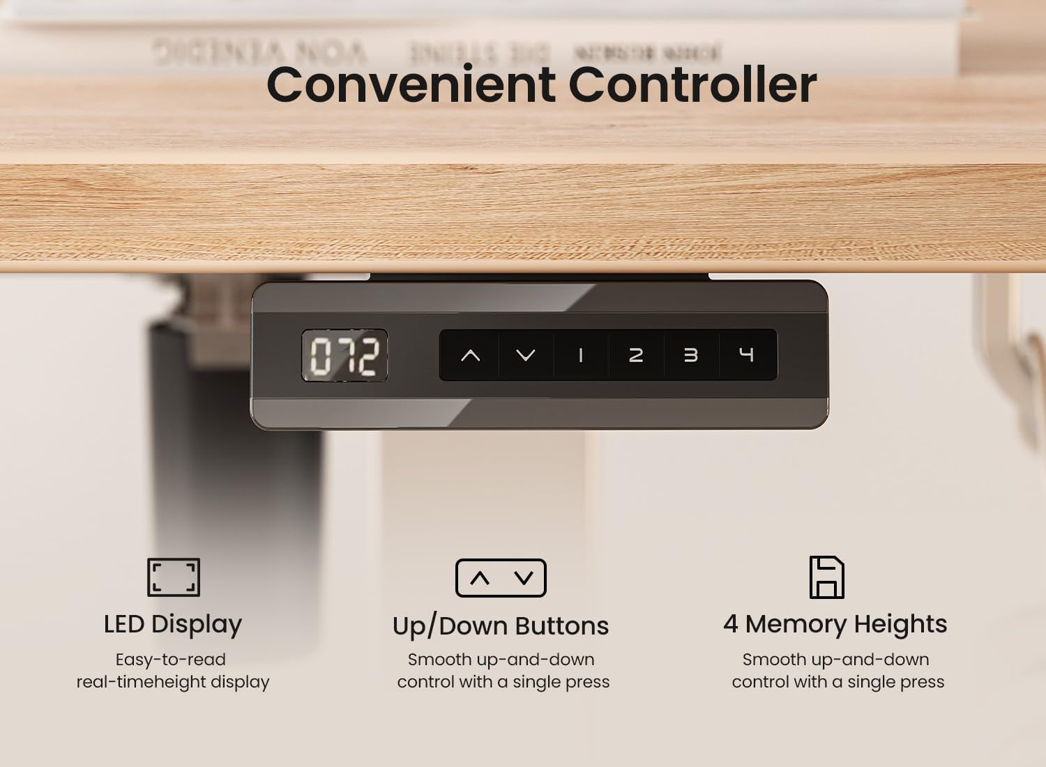 48 × 24 Inches Standing Desk, Ergonomic, Electric Height Adjustable, Sit and Stand Up, Computer Office Desk with Splice Board, White Frame/Maple Top