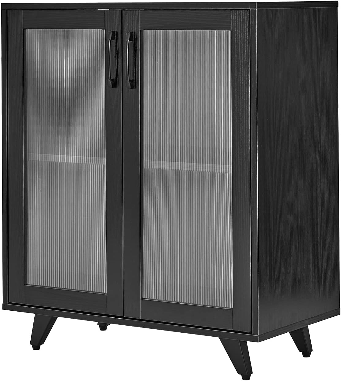 Kitchen Buffet Server Table Accent Sideboard Cupboard Server Buffet Console Table with Doors Cabinet(27Inch, Black)