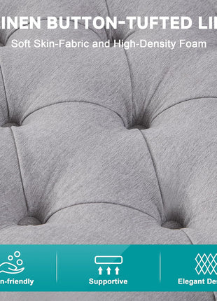 50-Inch Modern Tufted Storage Ottoman Bench in Light Gray for Living Room and Bedroom