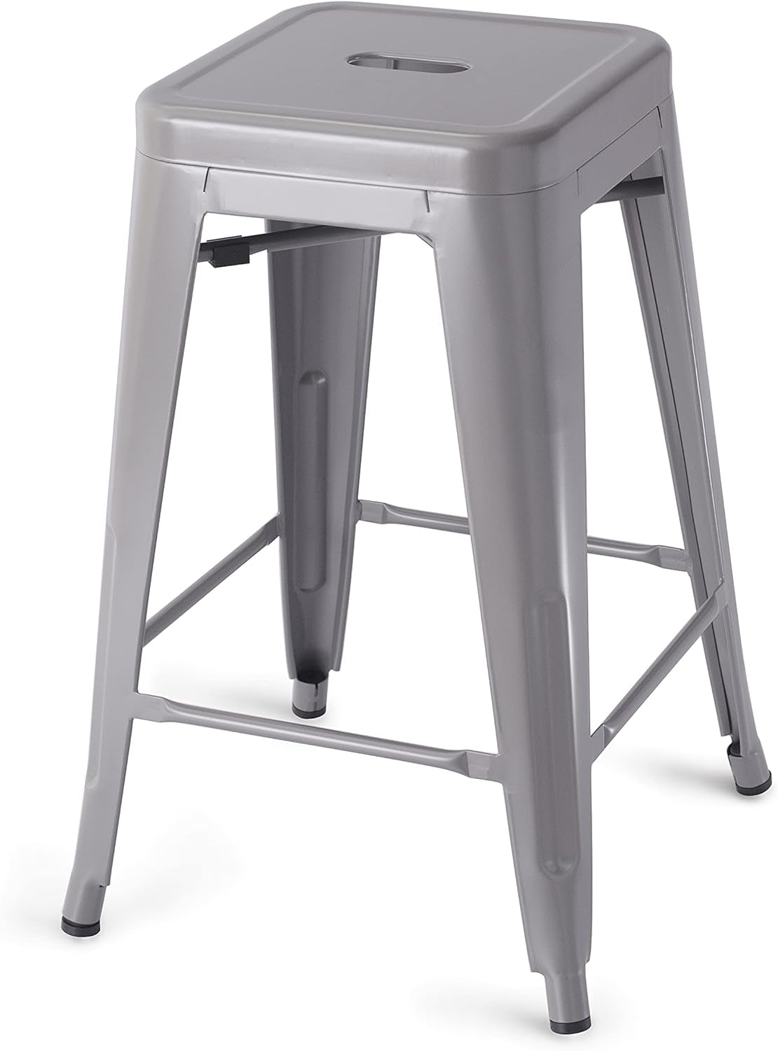 Metal Bar Stools - 24-Inch, Set of 4, Dark Grey